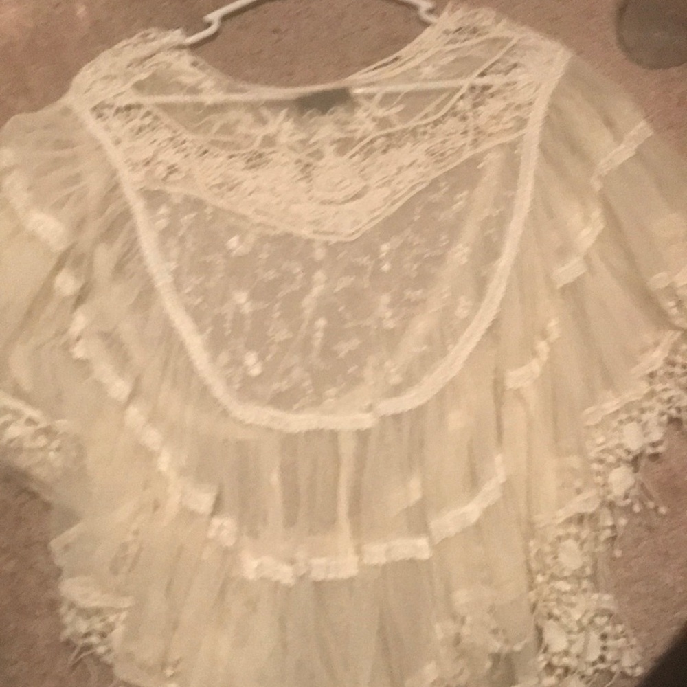Cream chiffon pull over shawl